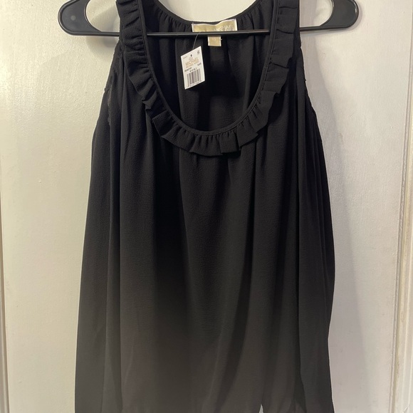 Michael Kors Black Ruffle Cold Shoulder Blouse - Picture 2 of 3